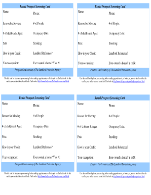 Tenant Pre Screening Form PDF