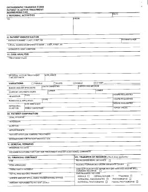 Orthodontic Transfer Form