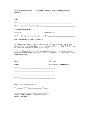  Carnival Cruise Parental Consent Form 2009-2024