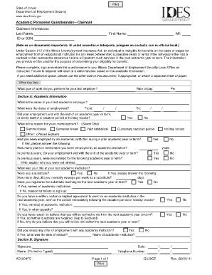 Academic Personnel Questionnaire  Form