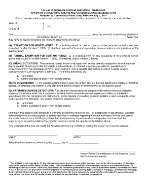 Affidavit Concerning Smoke and Carbon Monoxide Detectors  Form