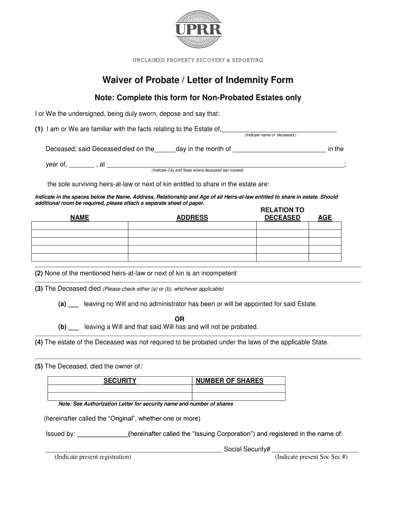 Get and Sign Waiver of Probate Form 
