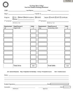 College Education Plan Template  Form