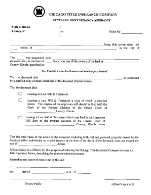 Affidavit of Survivorship Illinois  Form
