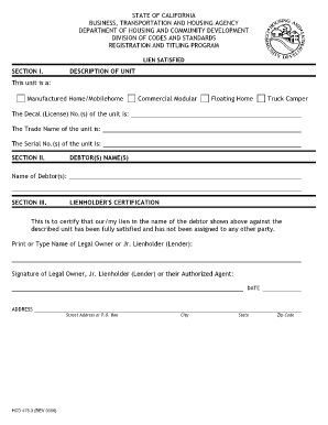 475 3 California Department of Housing and Community Hcd Ca  Form