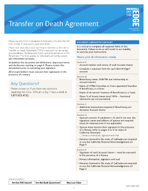 Merrill Lynch Transfer on Death  Form