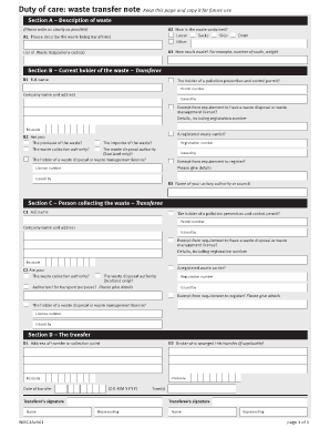 Waste Transfer Note  Form