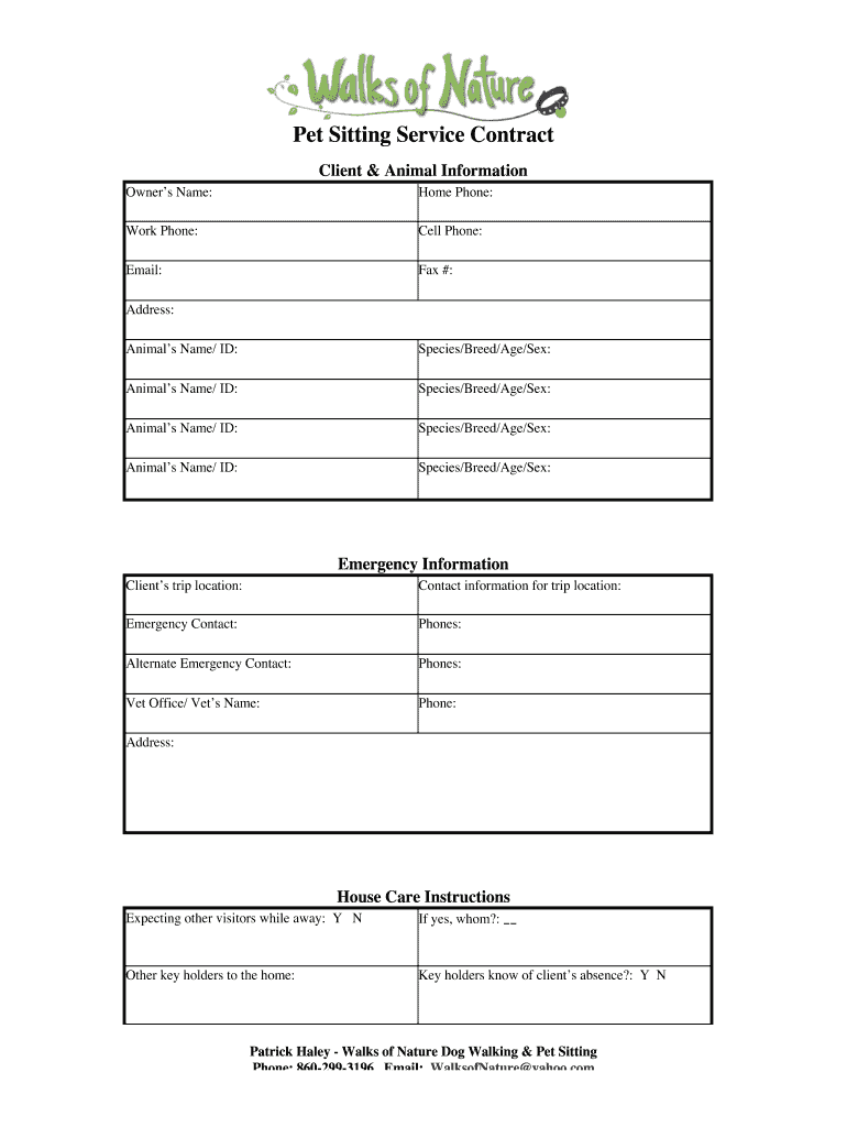 Pet Sitting Software  Form