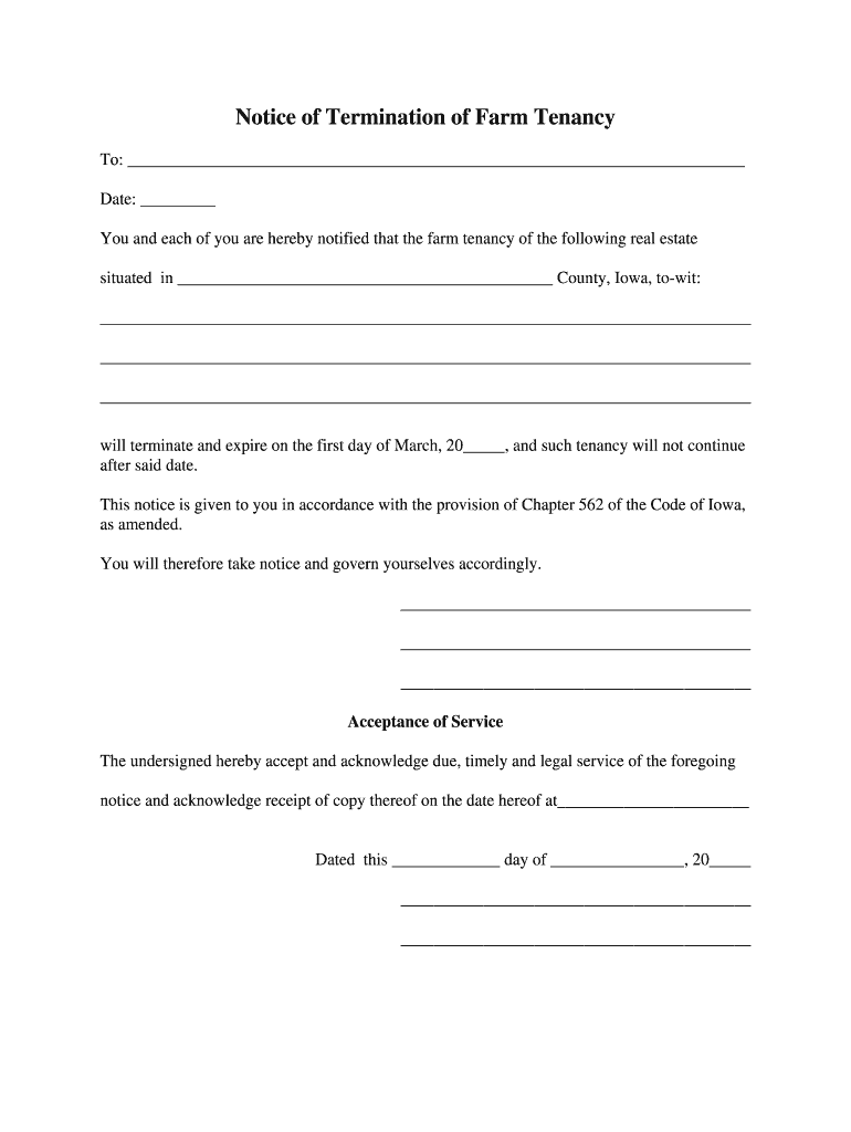 Farm Lease Termination Letter Example  Form