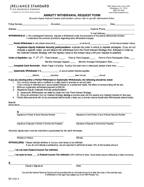 Reliance Standard Withdrawal Form