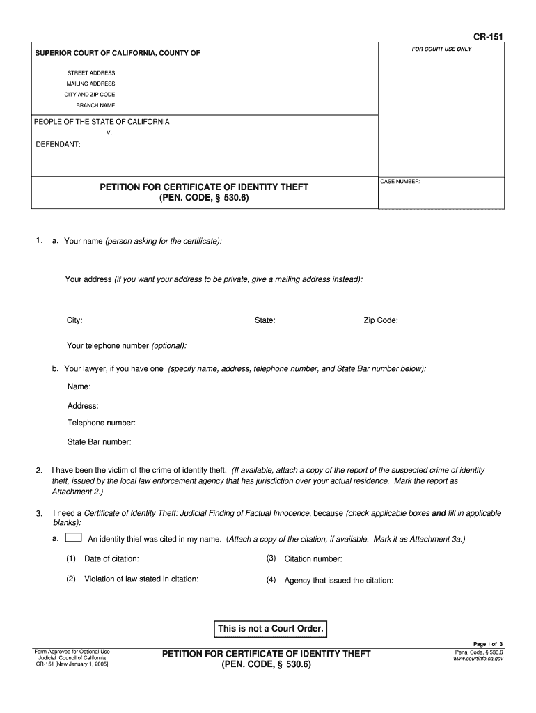 Certificate Theft  Form