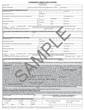 Volkswagen Credit Application PDF  Form