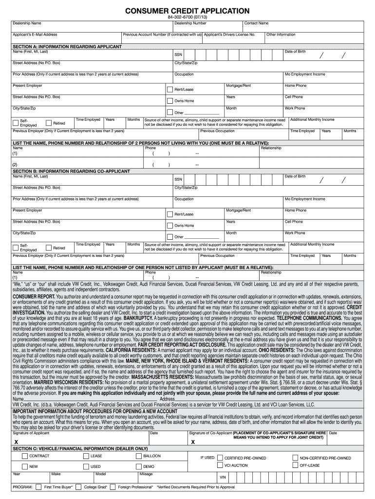  84 Credit Application 2013-2024