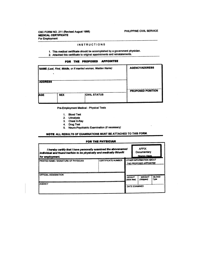 Cs Form 211 Revised