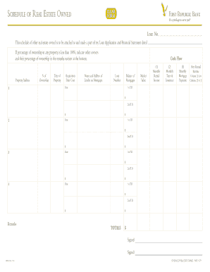 Schedule of Real Estate Owned Form