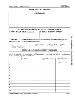 Function Report Adult Form Ssa 3369 Bk