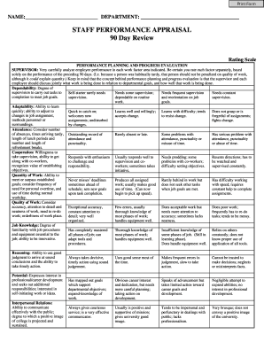 Performance Evaluation Form Samples Free