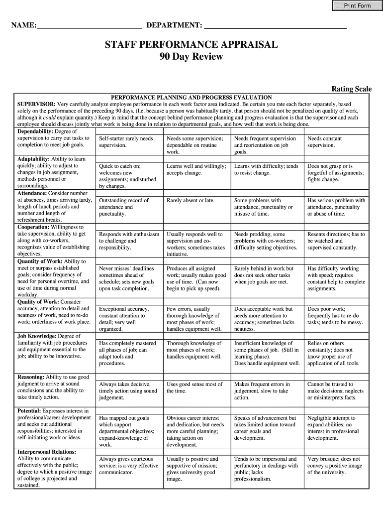 Performance Appraisal Form Filled Sample PDF