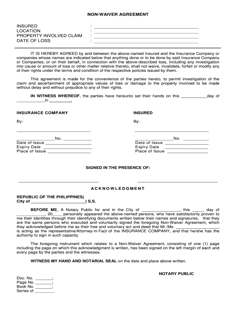  Waiver of Rights Sample 2012