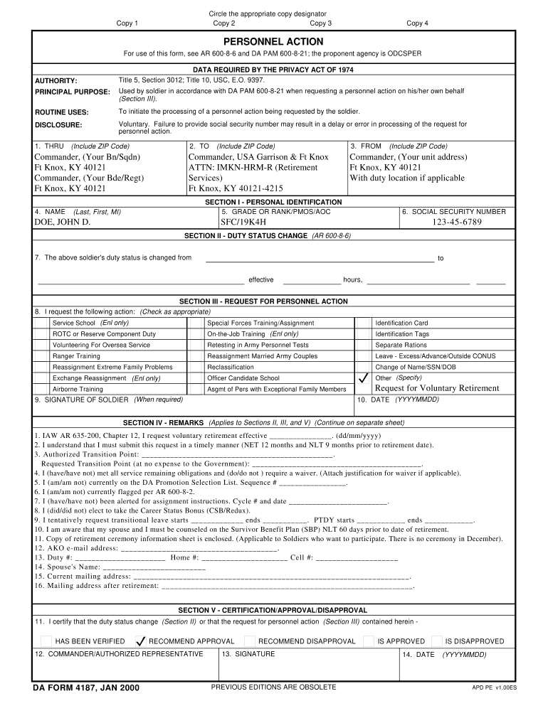 Blank Da 4187 Filler  Form