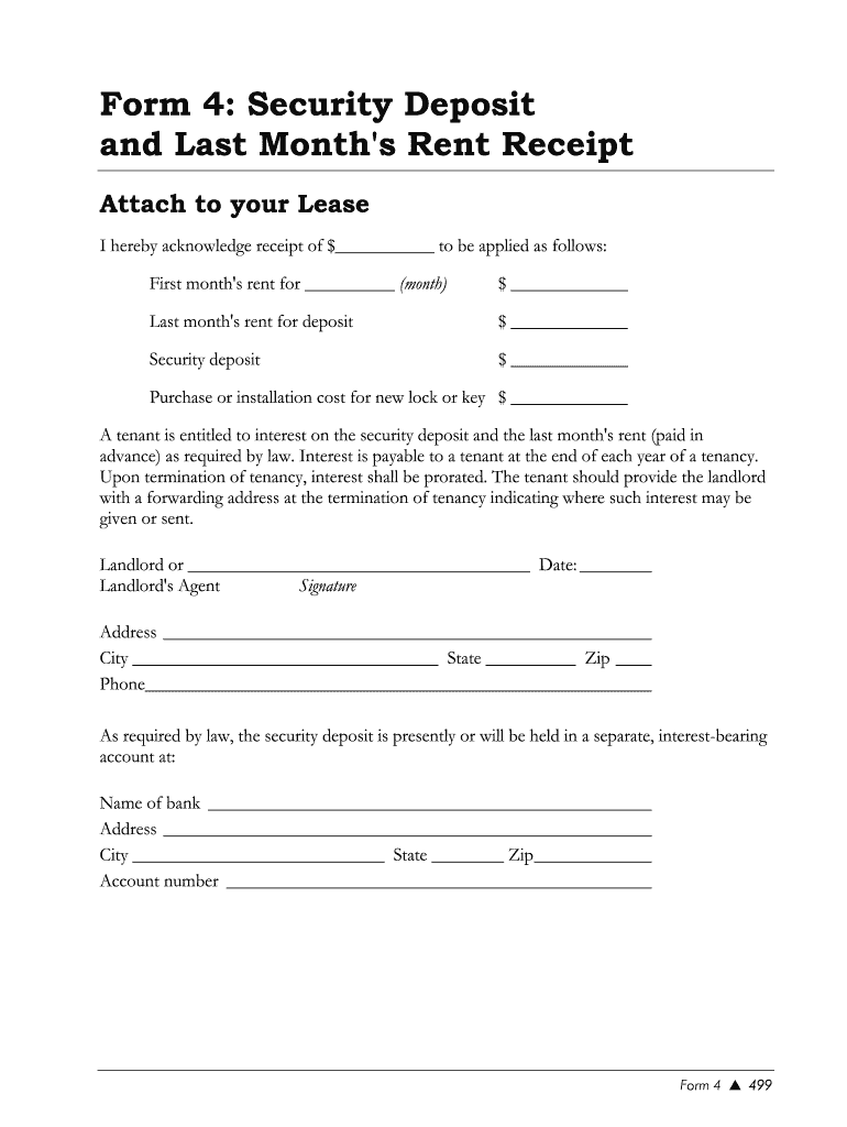 Security Deposit Forms for Rentals