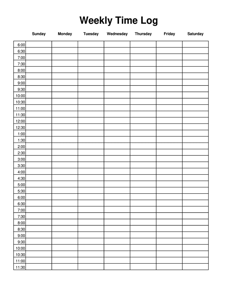 Weekly Log Template  Form