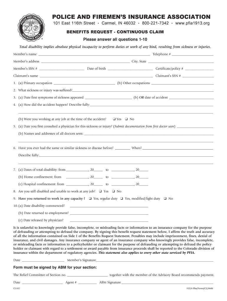  Police and Fire Insurance Form 2006-2024