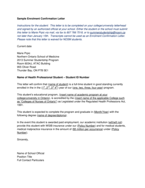 Student Confirmation Letter from School Sample  Form