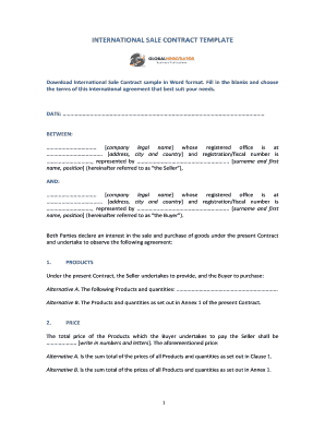 International Sales Contract Sample DOC  Form