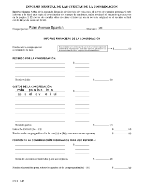 Hoja De Cuentas De La Congregacion PDF  Form