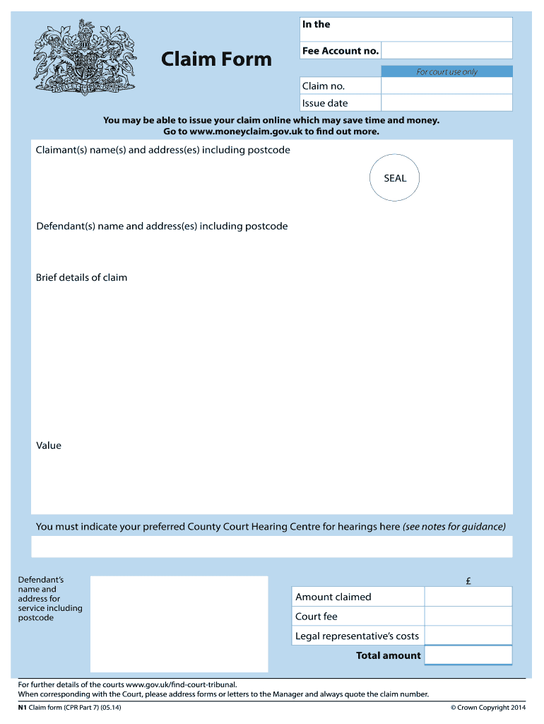 N1 Claim Form Word