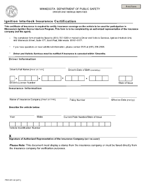 Insurance Certificate Mn  Form