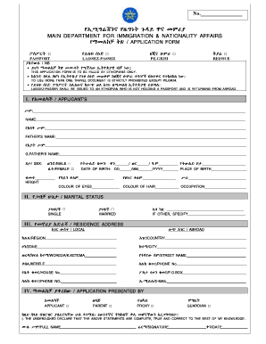 Ethiopian Immigration Office  Form