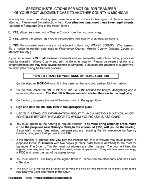 Fd Foc4033 a Motion to Transfer Your Case to Another Michigan 3rdcc  Form