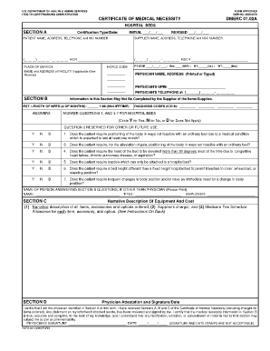 Cmn for Hospital Bed  Form