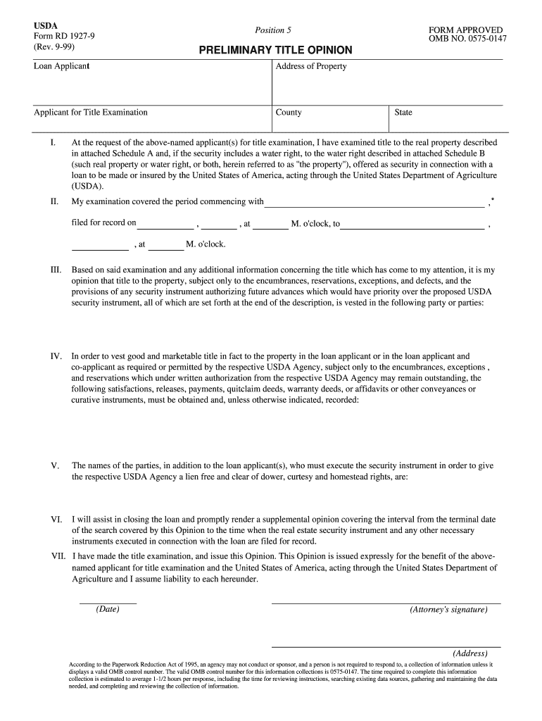 Preliminary Title Opinion Form