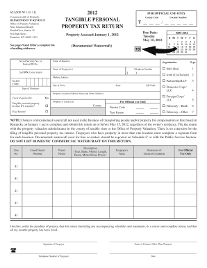 Online Kentucky Tangible Personal Property Tax Return Form