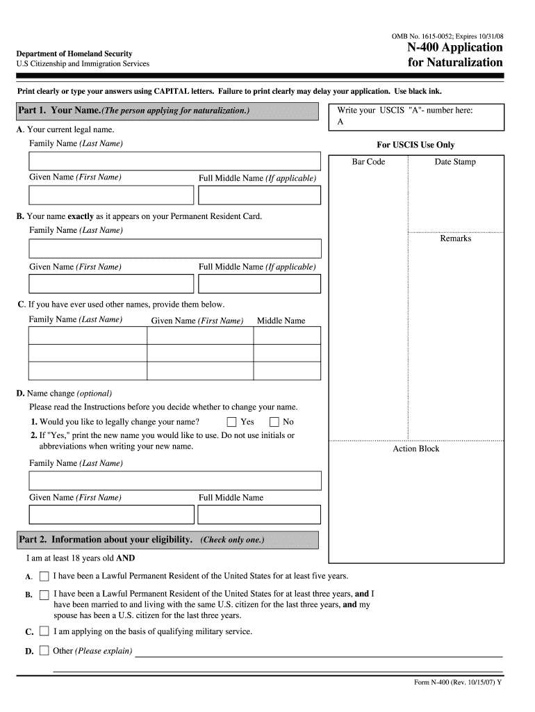  N 400 Application for Naturalization Form 2019