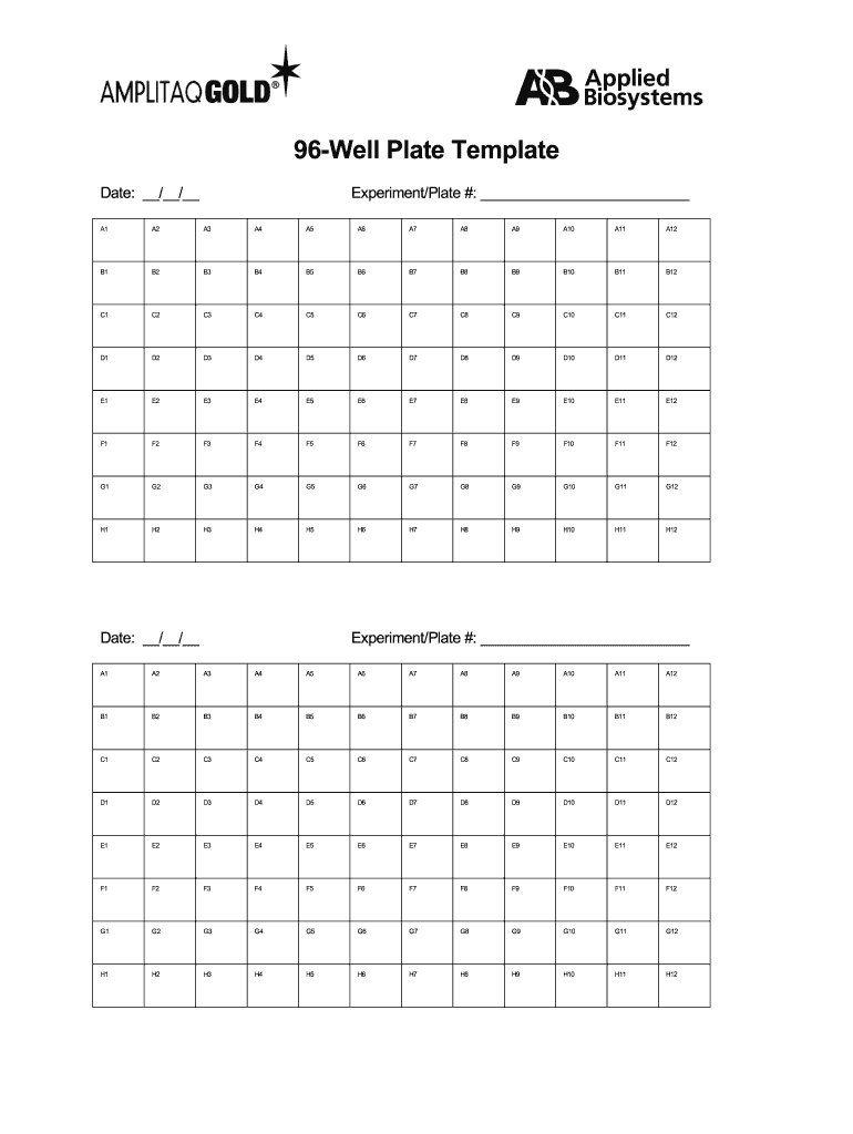 96 Well Plate Template  Form