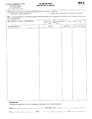 Form WH 2 Rrc State Tx