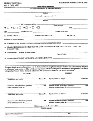 California Bill of Sale  Form