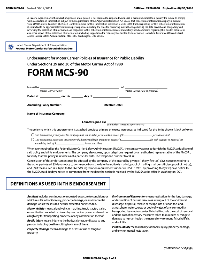 Get and Sign Mcs 90 Form 2014