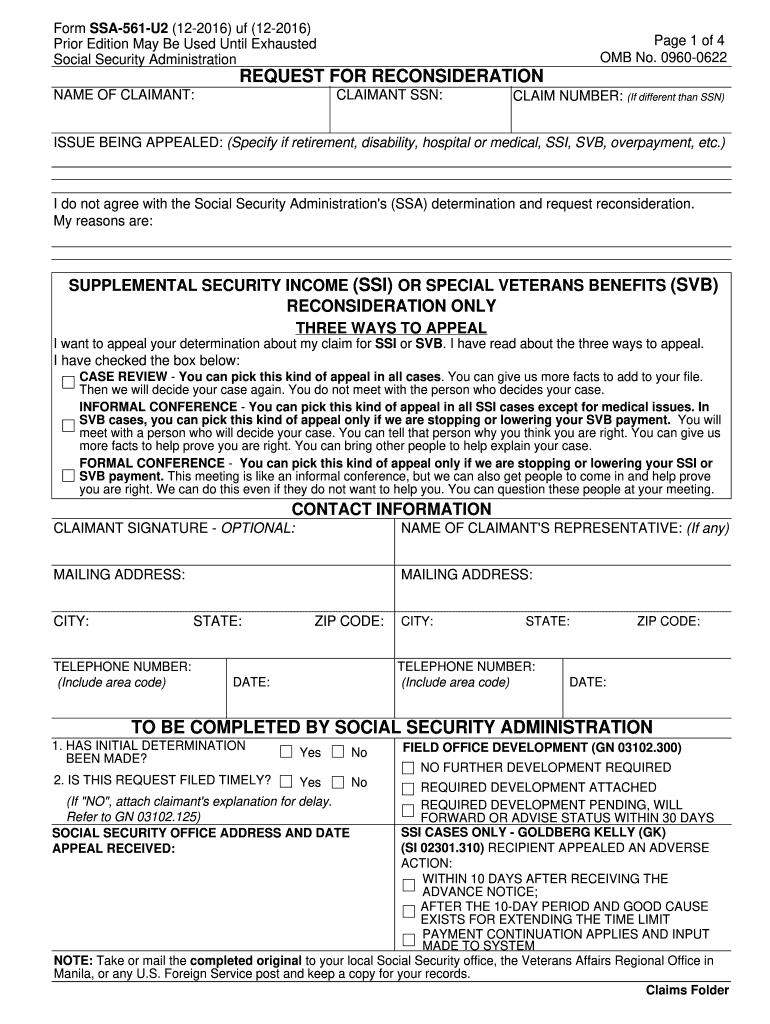  Social Securitygov Form Ssa 561 U2 2019