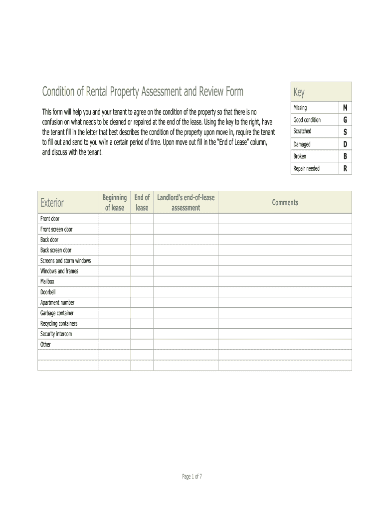 Rental Property Assessment Form