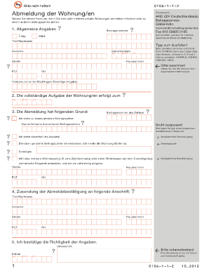 Abmeldung Der Wohnungen Der Rundfunkbeitrag  Form