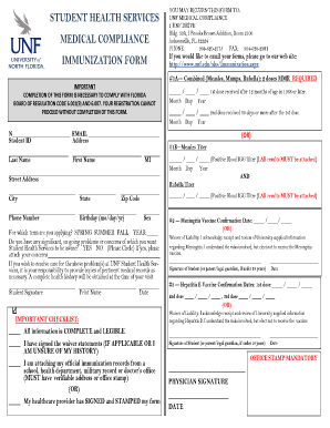 Unf Immunization Form