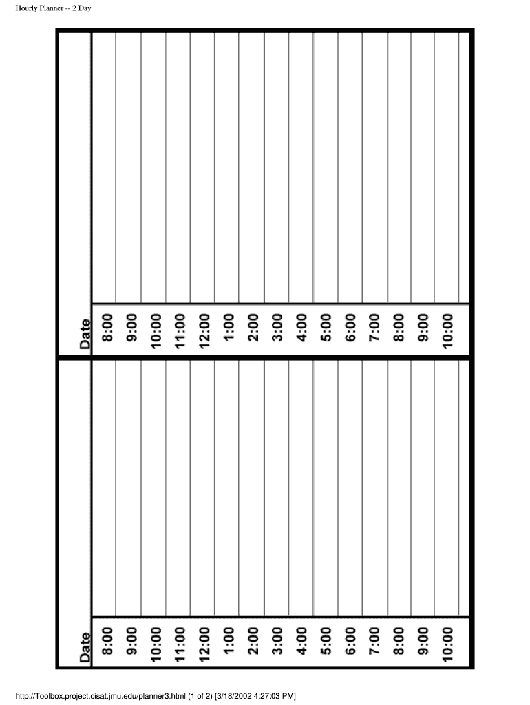 Weekly Hourly Planner PDF  Form