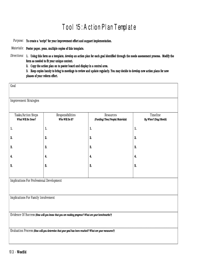 Action Planning Tools Template  Form