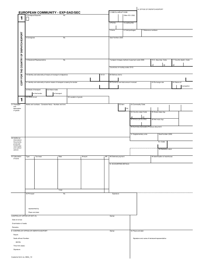  C88 Form Customs Tt 2010-2024