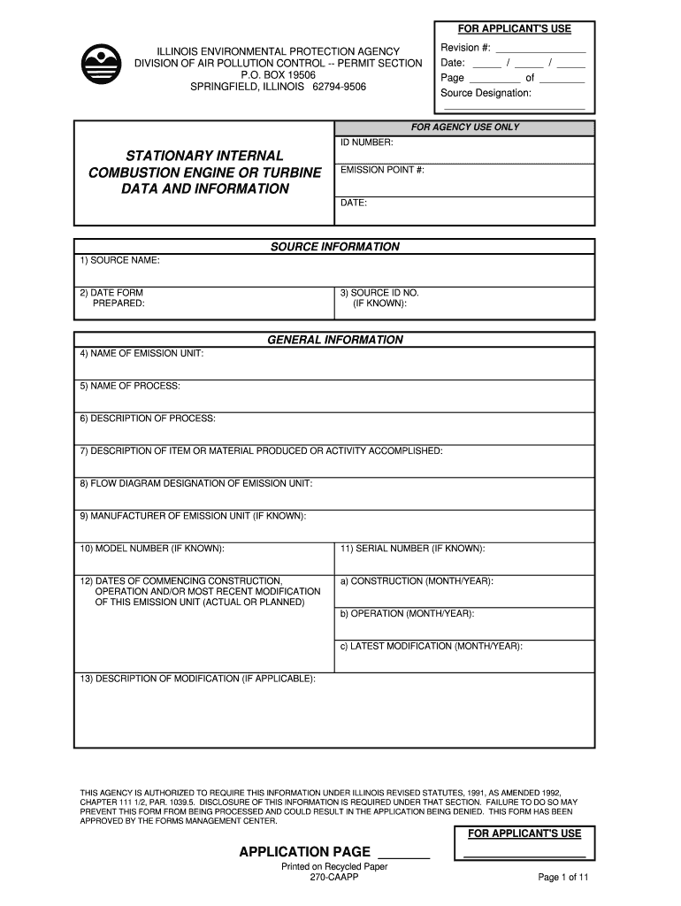 270 Caapp  Illinois Environmental Protection Agency  Epa State Il  Form